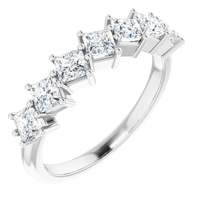 1.26 ct. Princess Cut Diamond Wedding Band 7 Stone Anniversary Ring-VIRABYANI